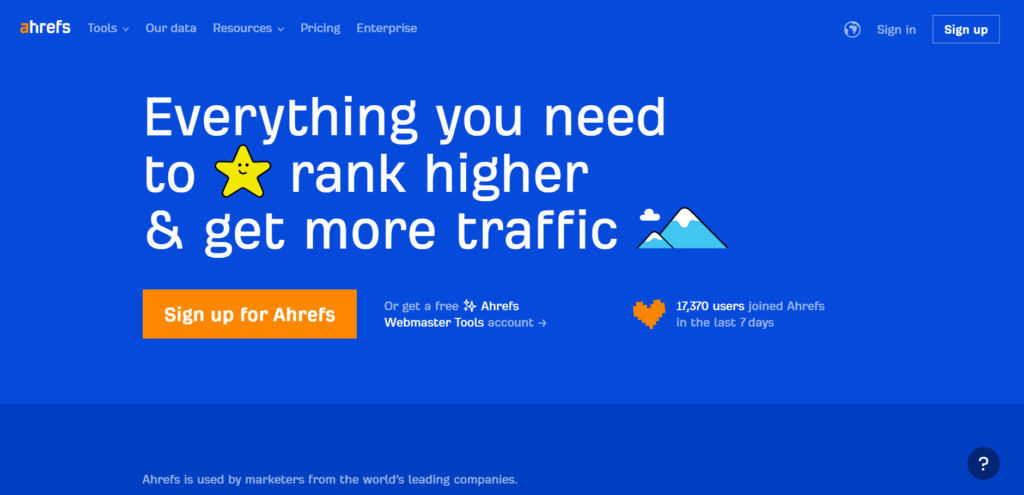 B2B SaaS Landing Page Company Sample: Ahrefs