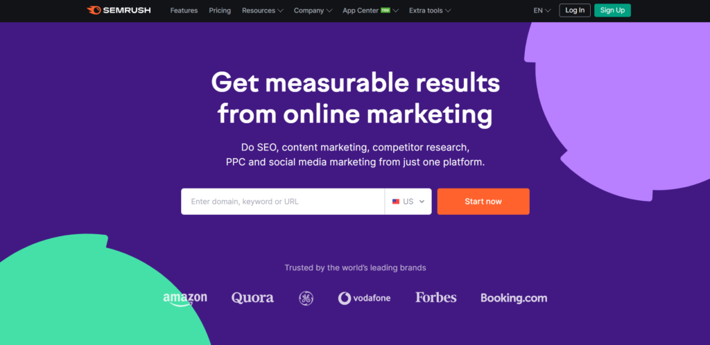 B2B SaaS Landing Page Company Sample: SEMRush