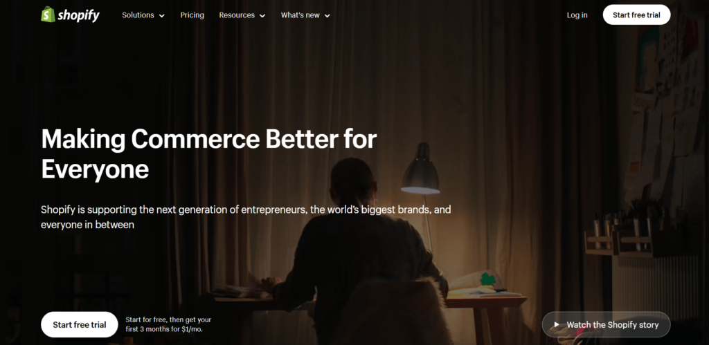 B2B SaaS Landing Page Company Sample: Shopify
